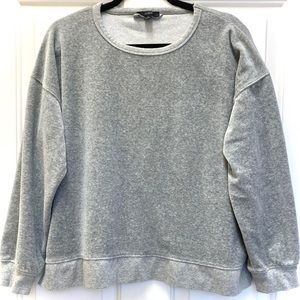 J. Crew Cotton Velour Relaxed Fit Crewneck Sweatshirt in Light Gray, EUC